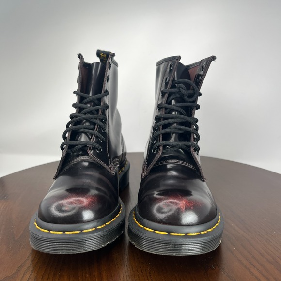 Dr. Martens Womens Boot 6 Arcadia Red Cherry Black Leather Lace Up Combat 1460 - Picture 2 of 16